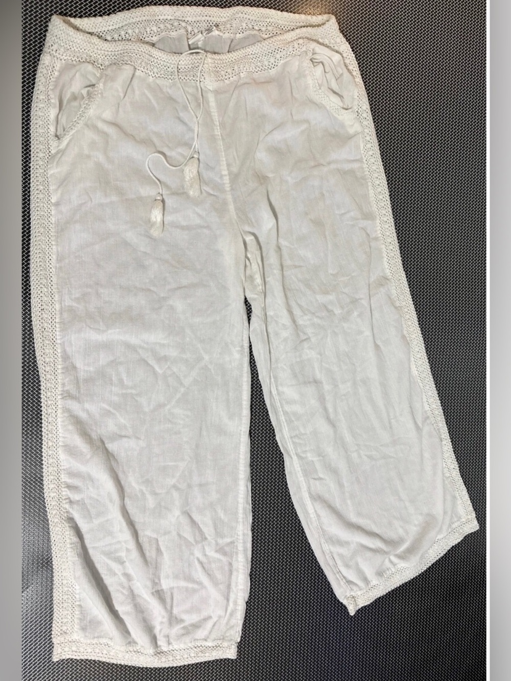 Artisan New York  White Cotton Drawstring Pants XL